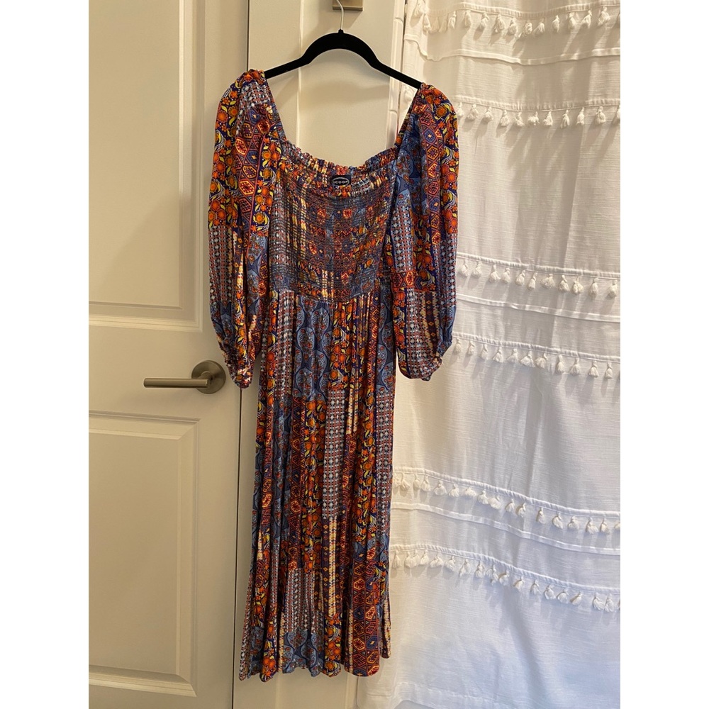 Multicolored Midi Dress 100% Rayon